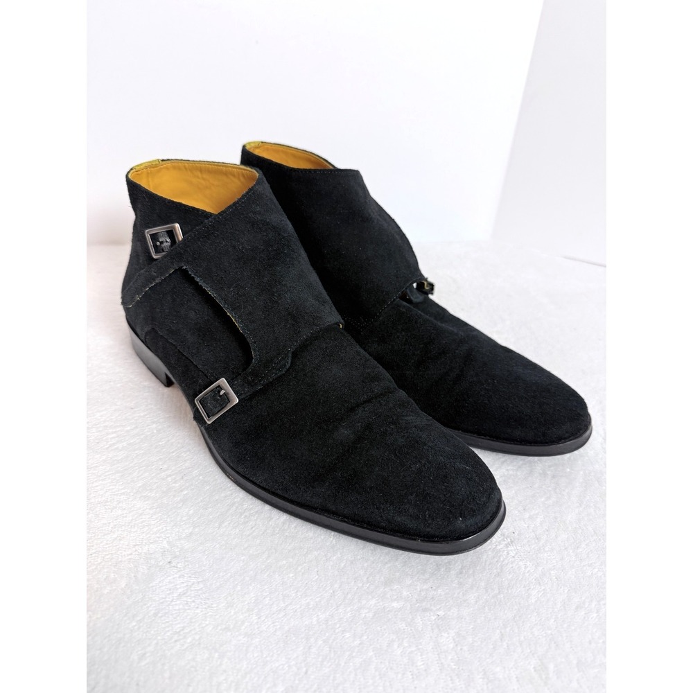 Undandy Black Suede Double Monk Strap Chukka Boots Size 43 Men's Dress Boots
